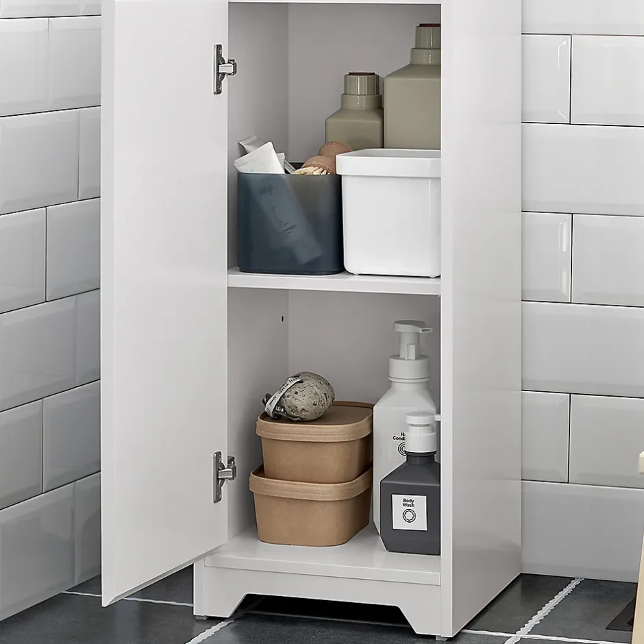 Sobuy Meuble Colonne de Salle de Bain avec 2 Portes et 1 Tiror, BZR109-W,* Meuble De Salle De Bains Faible Profondeur|Colonne De Salle De Bains