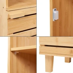[En.Casa] Meuble colonne de salle de bain Epind bambou 180 x 33 x 30 cm naturel* Colonne De Salle De Bains