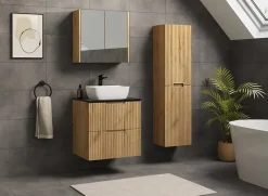 Furnidea Meuble colonne de salle de bain suspendu VENA chêne 36 x 136 cm