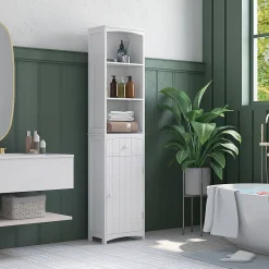 Homcom Meuble colonne de salle de bain moderne 34L x 24l x 170H cm blanc* Colonne De Salle De Bains