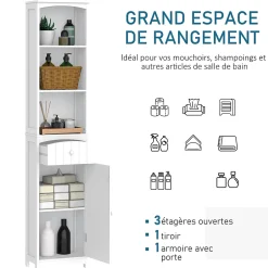Homcom Meuble colonne de salle de bain moderne 34L x 24l x 170H cm blanc* Colonne De Salle De Bains