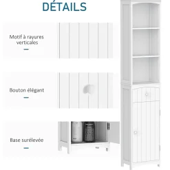 Homcom Meuble colonne de salle de bain moderne 34L x 24l x 170H cm blanc* Colonne De Salle De Bains