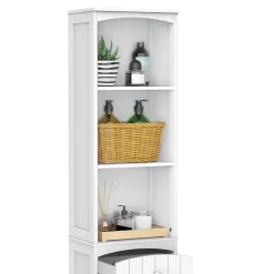 Homcom Meuble colonne de salle de bain moderne 34L x 24l x 170H cm blanc* Colonne De Salle De Bains