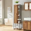 [En.Casa] Meuble colonne de salle de bain Namsskogan 165 x 43 x 30 cm effet noyer noir en.casa* Colonne De Salle De Bains|Meuble De Salle De Bains Faible Profondeur