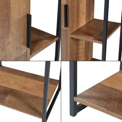 [En.Casa] Meuble colonne de salle de bain Namsskogan 165 x 43 x 30 cm effet noyer noir en.casa* Colonne De Salle De Bains|Meuble De Salle De Bains Faible Profondeur