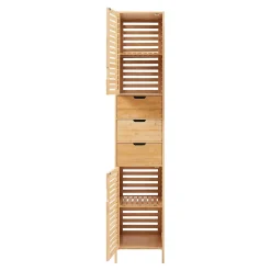 [En.Casa] Meuble colonne de salle de bain Boksereys bambou 180 x 35 x 35 cm naturel