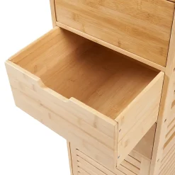 [En.Casa] Meuble colonne de salle de bain Boksereys bambou 180 x 35 x 35 cm naturel