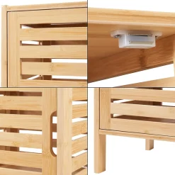[En.Casa] Meuble colonne de salle de bain Boksereys bambou 180 x 35 x 35 cm naturel