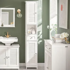Sobuy Meuble Colonne de Salle de Bain Armoire haute, FRG236-W,* Colonne De Salle De Bains|Meuble De Salle De Bains Faible Profondeur