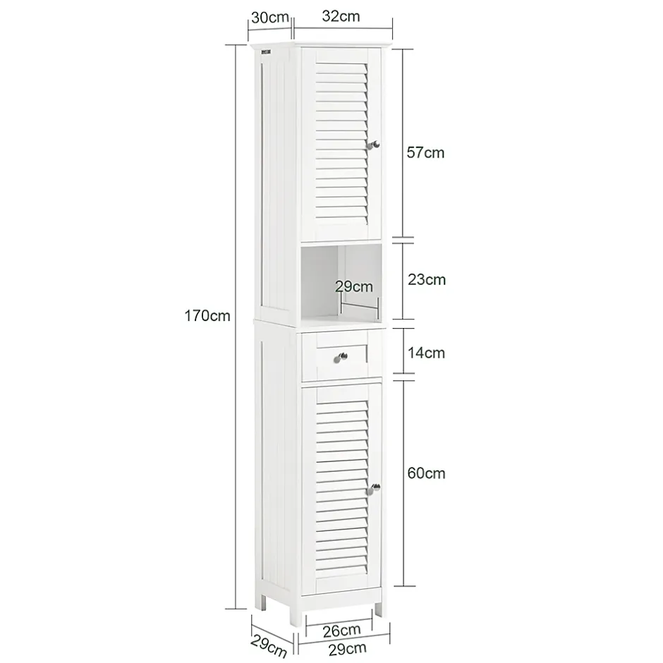 Sobuy Meuble Colonne de Salle de Bain Armoire haute, FRG236-W,* Colonne De Salle De Bains|Meuble De Salle De Bains Faible Profondeur