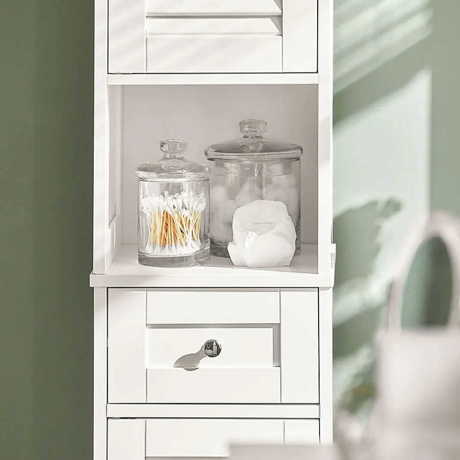 Sobuy Meuble Colonne de Salle de Bain Armoire haute, FRG236-W,* Colonne De Salle De Bains|Meuble De Salle De Bains Faible Profondeur