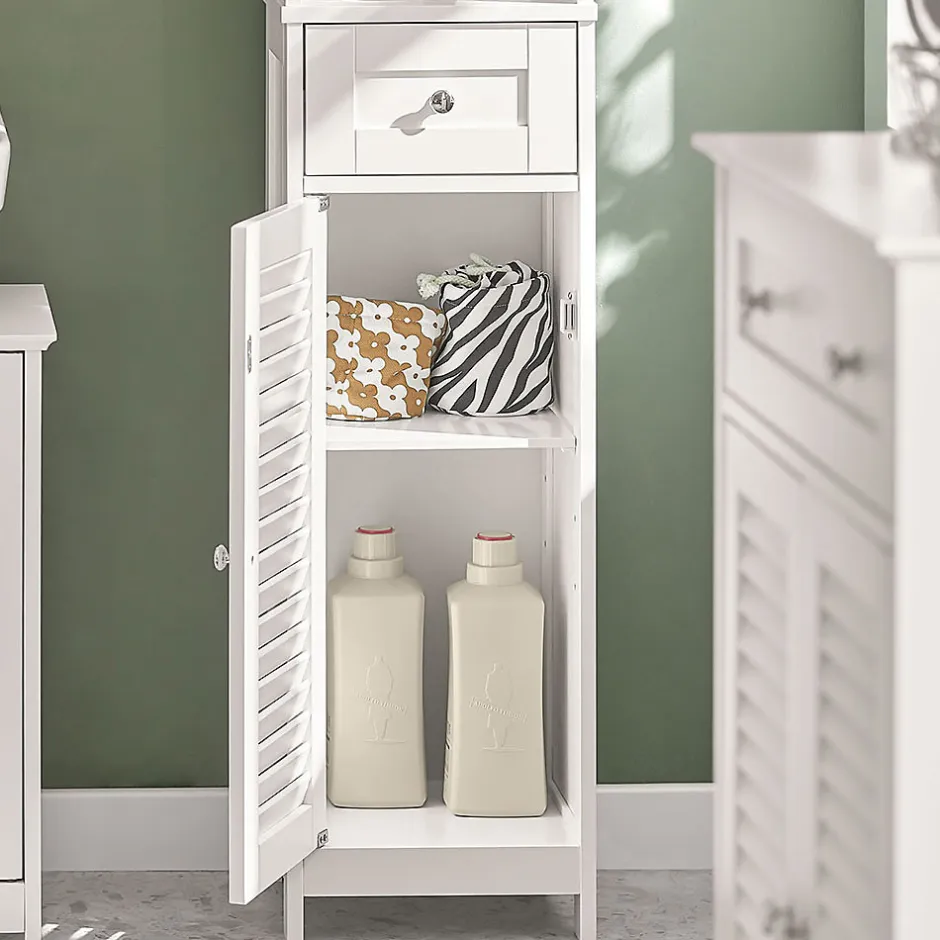 Sobuy Meuble Colonne de Salle de Bain Armoire haute, FRG236-W,* Colonne De Salle De Bains|Meuble De Salle De Bains Faible Profondeur