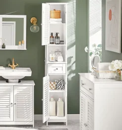 Sobuy Meuble Colonne de Salle de Bain Armoire haute, FRG236-W,* Colonne De Salle De Bains|Meuble De Salle De Bains Faible Profondeur