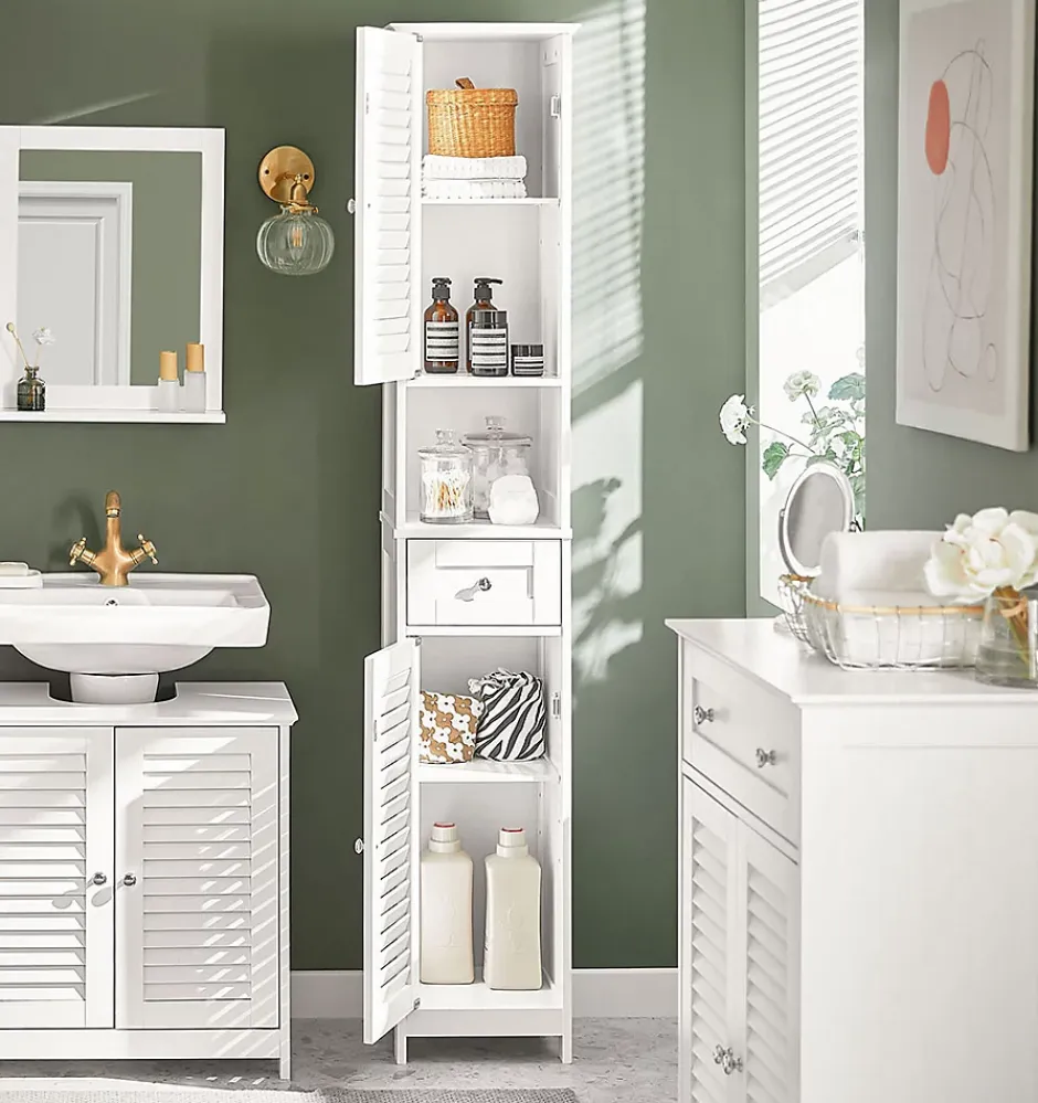 Sobuy Meuble Colonne de Salle de Bain Armoire haute, FRG236-W,* Colonne De Salle De Bains|Meuble De Salle De Bains Faible Profondeur