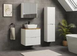 Furnidea Meuble colonne de salle de bain suspendu VENA blanc 36 x 136 cm