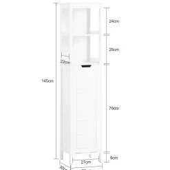 Sobuy Meuble Colonne de Salle de Bain avec étagères et Panier à Linge, BZR123-W,* Meuble De Salle De Bains Faible Profondeur