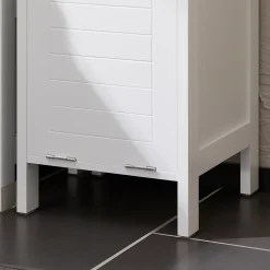 Sobuy Meuble Colonne de Salle de Bain avec étagères et Panier à Linge, BZR123-W,* Meuble De Salle De Bains Faible Profondeur