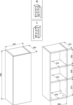 Furnidea Meuble colonne de salle de bain à suspendre DALIA CACHEMIRE 30/80 cm