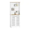 Sobuy Meuble Colonne de Salle de Bain avec 3 Etagères et 2 Portes, BZR44-W,* Meuble De Salle De Bains Faible Profondeur|Colonne De Salle De Bains