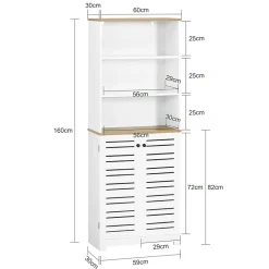 Sobuy Meuble Colonne de Salle de Bain avec 3 Etagères et 2 Portes, BZR44-W,* Meuble De Salle De Bains Faible Profondeur|Colonne De Salle De Bains