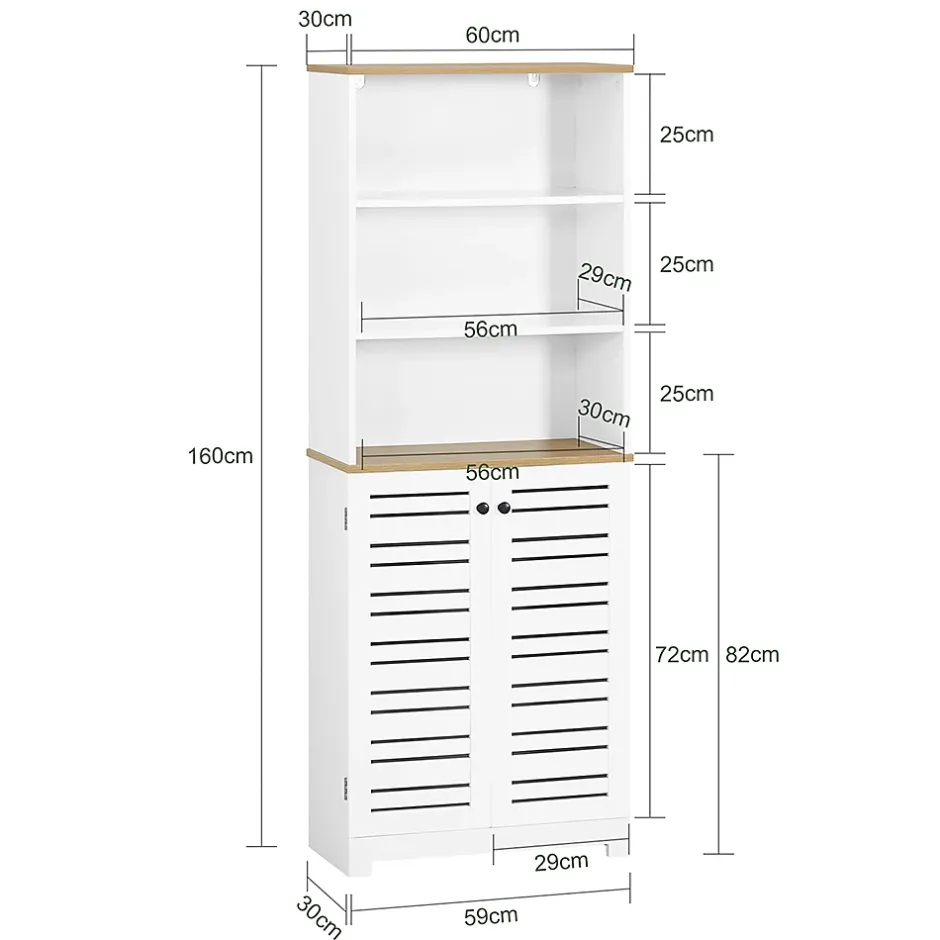 Sobuy Meuble Colonne de Salle de Bain avec 3 Etagères et 2 Portes, BZR44-W,* Meuble De Salle De Bains Faible Profondeur|Colonne De Salle De Bains