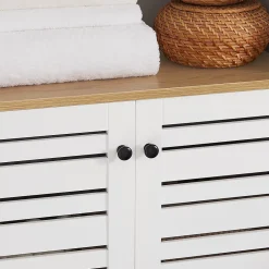 Sobuy Meuble Colonne de Salle de Bain avec 3 Etagères et 2 Portes, BZR44-W,* Meuble De Salle De Bains Faible Profondeur|Colonne De Salle De Bains