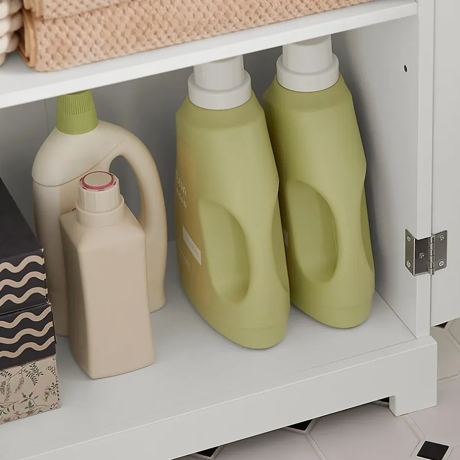 Sobuy Meuble Colonne de Salle de Bain avec 3 Etagères et 2 Portes, BZR44-W,* Meuble De Salle De Bains Faible Profondeur|Colonne De Salle De Bains
