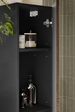 Furnidea Meuble colonne de salle de bain suspendu TALIA CASELLA noir et chêne 30 x 80 cm