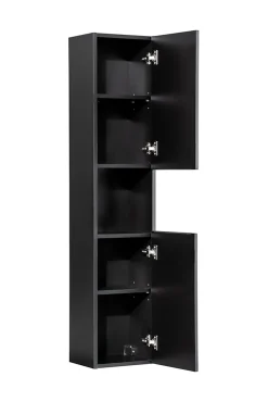 Furnidea Meuble colonne de salle de bain à suspendre NOVA NOIR 30 X 140 cm