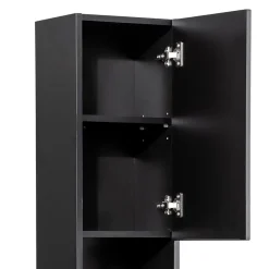 Furnidea Meuble colonne de salle de bain à suspendre NOVA NOIR 30 X 140 cm