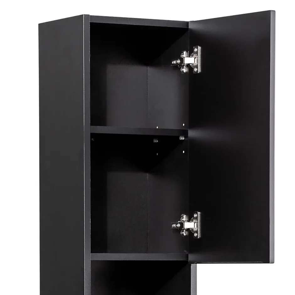 Furnidea Meuble colonne de salle de bain à suspendre NOVA NOIR 30 X 140 cm