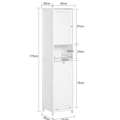 Sobuy Meuble Colonne de Salle de Bain avec 1 Porte, 1 Tiroir, 1 Panier à Linge, BZR124-W,