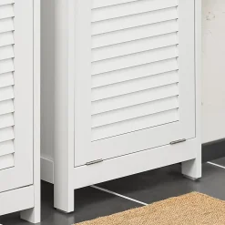 Sobuy Meuble Colonne de Salle de Bain avec 1 Porte, 1 Tiroir, 1 Panier à Linge, BZR124-W,