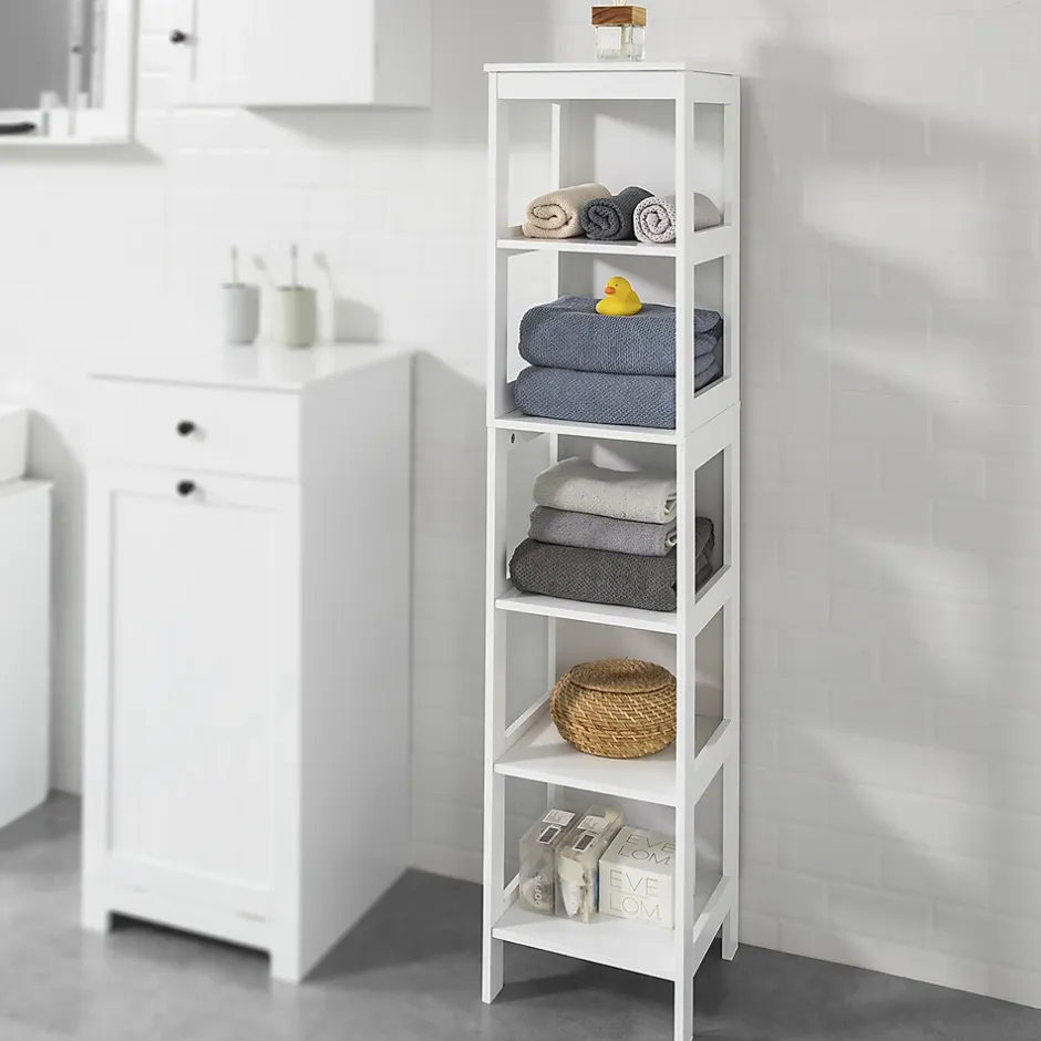 Sobuy Meuble Colonne de Salle de Bain Armoire Haute étagère avec 6 étagères, BZR14-W,* Colonne De Salle De Bains