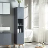 [En.Casa] Meuble colonne de salle de bain Overath 160 x 30 x 30 cm gris en.casa* Meuble De Salle De Bains Faible Profondeur|Colonne De Salle De Bains