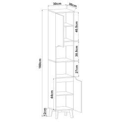 [En.Casa] Meuble colonne de salle de bain Overath 160 x 30 x 30 cm gris en.casa* Meuble De Salle De Bains Faible Profondeur|Colonne De Salle De Bains