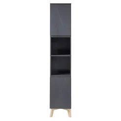 [En.Casa] Meuble colonne de salle de bain Overath 160 x 30 x 30 cm gris en.casa* Meuble De Salle De Bains Faible Profondeur|Colonne De Salle De Bains