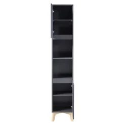 [En.Casa] Meuble colonne de salle de bain Overath 160 x 30 x 30 cm gris en.casa* Meuble De Salle De Bains Faible Profondeur|Colonne De Salle De Bains