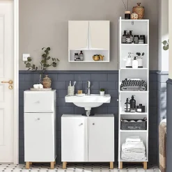 Sobuy Meuble Colonne de Salle de Bain avec 6 Compartiments de Rangement, BZR91-W,* Colonne De Salle De Bains|Meuble De Salle De Bains Faible Profondeur