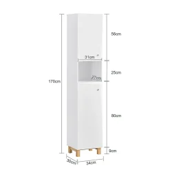 Sobuy Meuble Colonne de Salle de Bain avec 6 Compartiments de Rangement, BZR91-W,* Colonne De Salle De Bains|Meuble De Salle De Bains Faible Profondeur
