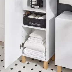 Sobuy Meuble Colonne de Salle de Bain avec 6 Compartiments de Rangement, BZR91-W,* Colonne De Salle De Bains|Meuble De Salle De Bains Faible Profondeur