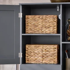 Sobuy Meuble Colonne de Salle de Bain avec 6 étagères et 1 Panier à Linge , BZR104-DG,* Colonne De Salle De Bains