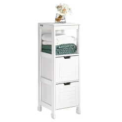 Sobuy Meuble Colonne Meuble Bas de Salle de Bain 1 étage et 2 tiroirs FRG127-W,