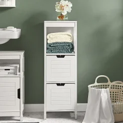 Sobuy Meuble Colonne Meuble Bas de Salle de Bain 1 étage et 2 tiroirs FRG127-W,