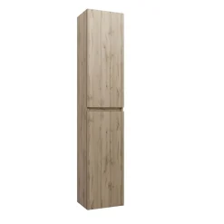 Aurlane Meuble colonne pour salle de bains 2 portes finition chêne Naturel - 30x25x150 - TIMBER