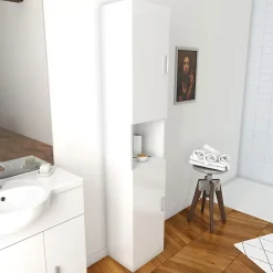 Aurlane Meuble colonne pour salle de bains 35x30x182 cm - Blanc laqué - THRIFTY 35