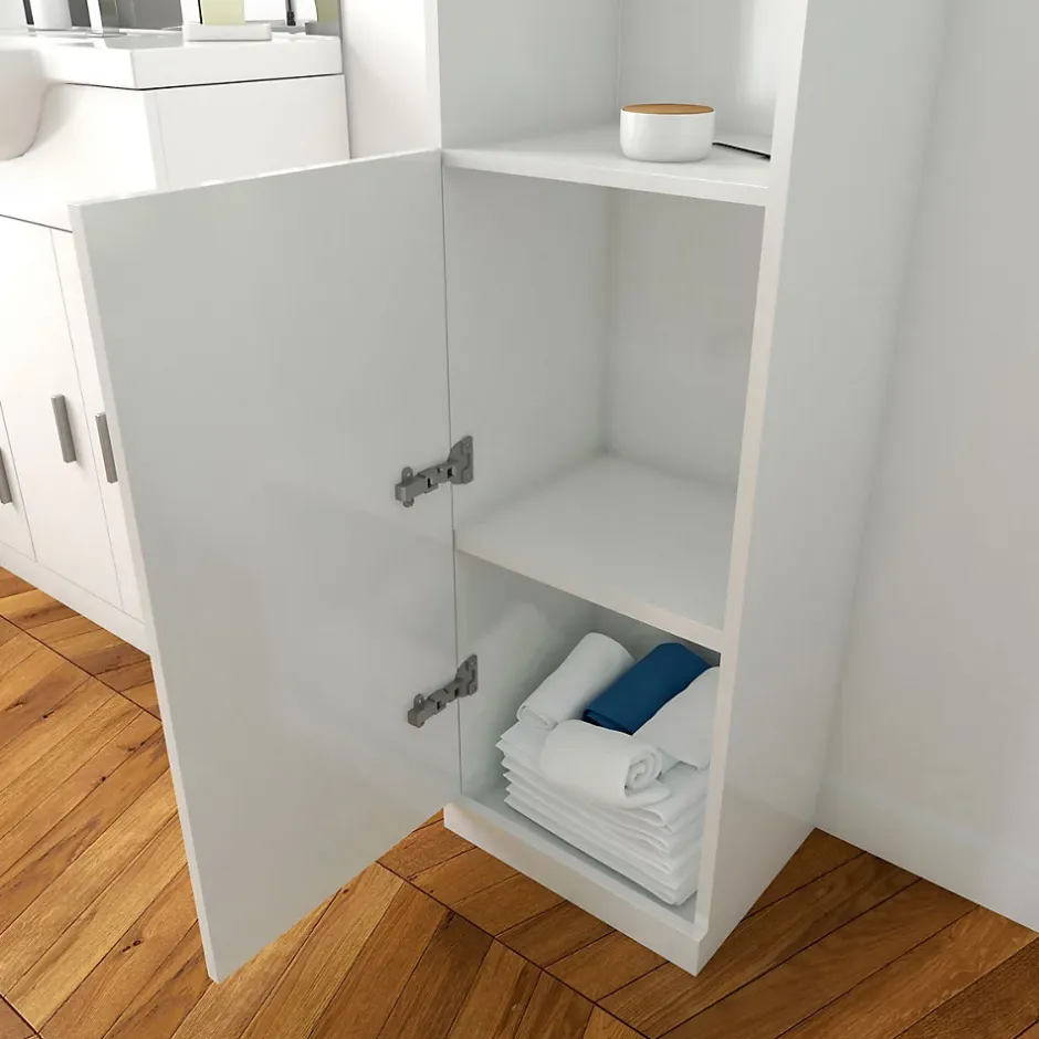 Aurlane Meuble colonne pour salle de bains 35x30x182 cm - Blanc laqué - THRIFTY 35