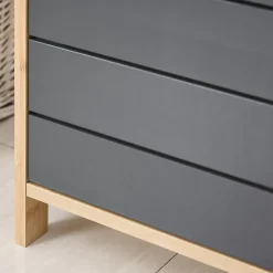 Homcom Meuble colonne rangement salle de bain style cosy dim. 32L x 30l x 80H cm porte étagères niche bambou gris
