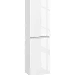kleankin Meuble colonne rangement salle de bain style contemporain façade laquée 2 portes étagères blanc* Colonne De Salle De Bains