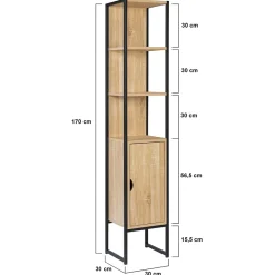 IDMarket Meuble colonne salle de bain DETROIT 1 porte design industriel